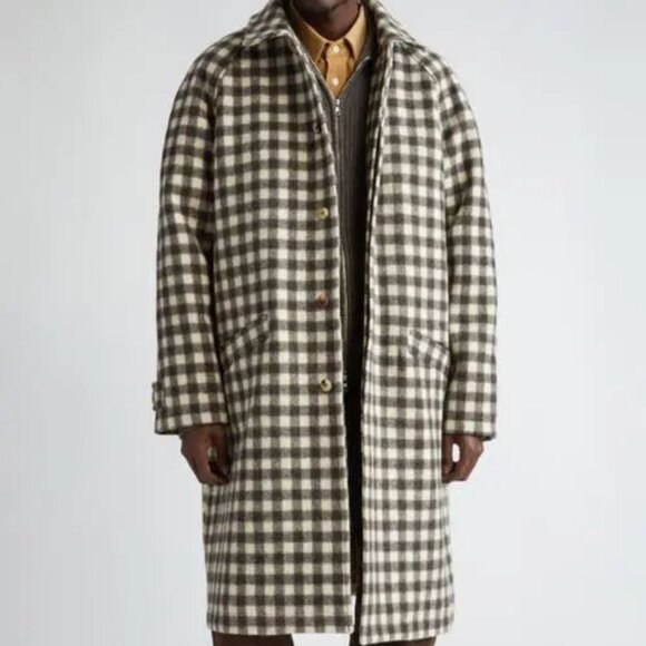 De Bonne Facture Parisian Check Raglan Sleeve Wool Coat Size 38 US / 48 EU NWOT